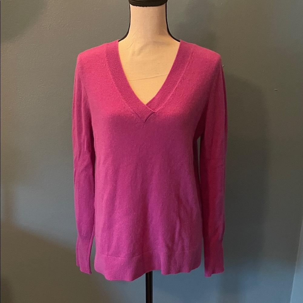 Halogen Fuchsia V-Neck Sweater